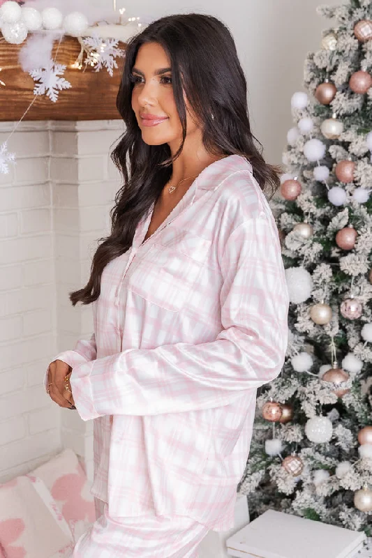 best-wishes-pink-plaid-satin-pajama-top