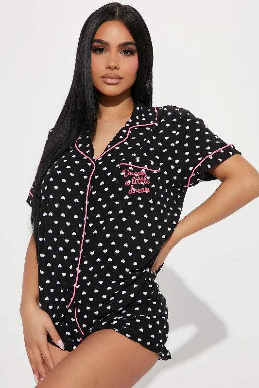 Dreamy Days PJ Short Set - Black/combo