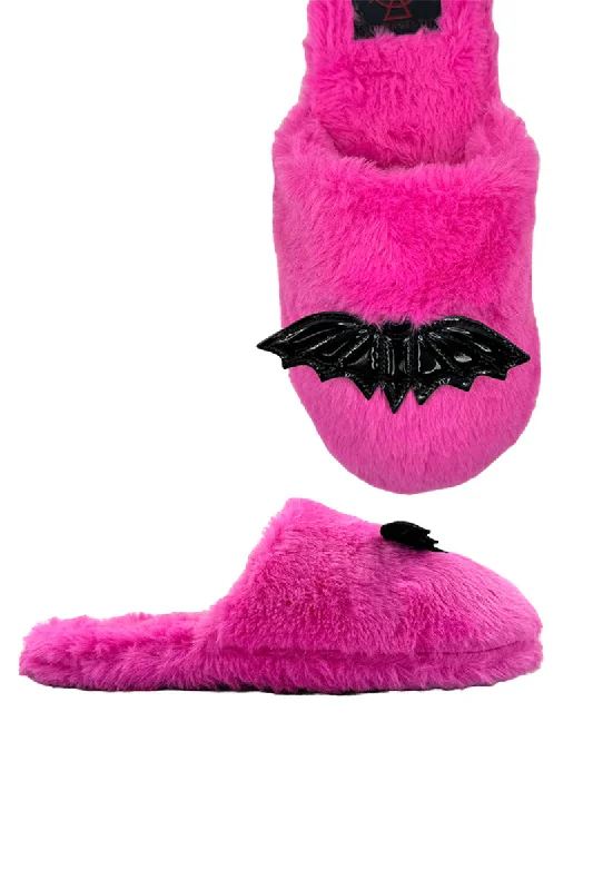 Kreepy Kozy Bat Slippers [HOT PINK/BLACK]