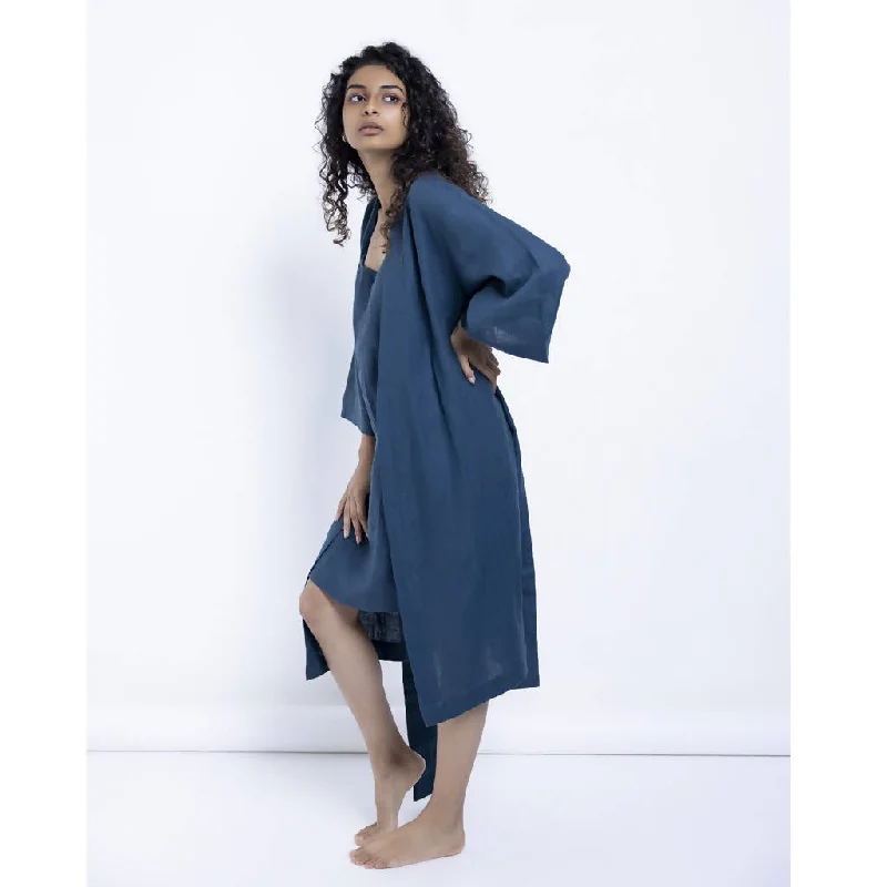 Unisex Linen Robe | Indigo