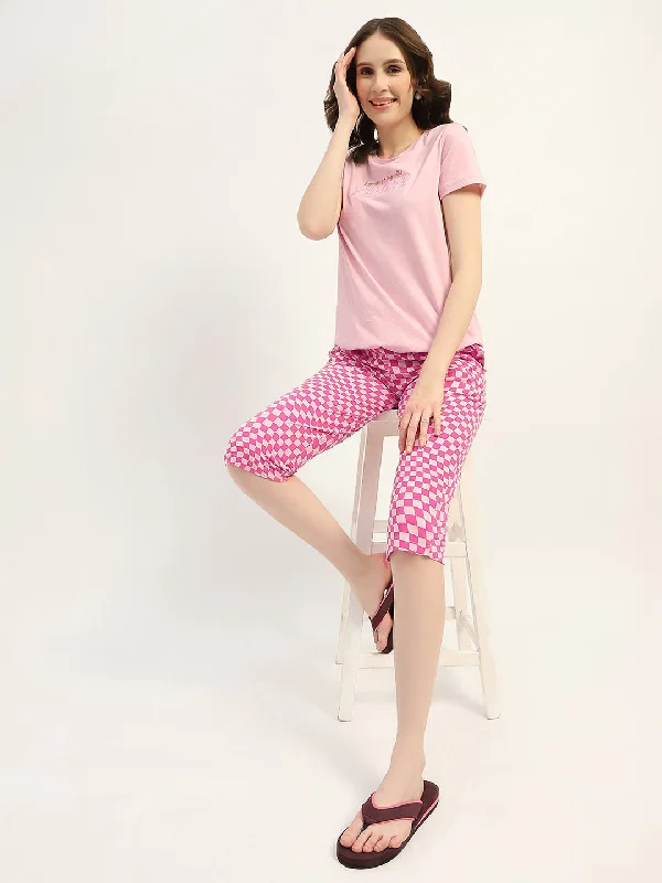 Msecret Pink Printed T-shirt with Capri