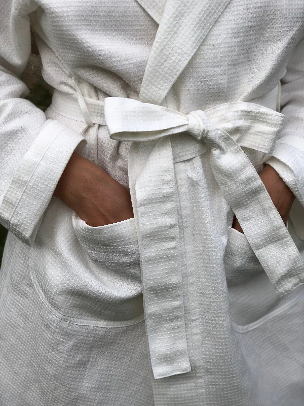 White Linen robe ""Veronica"", Waffle Robe