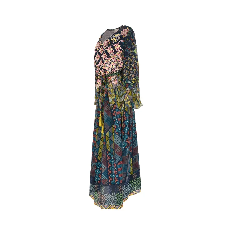 Shaira Women's Blue Multicolour Jalabiya