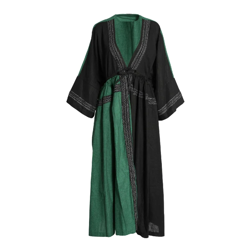 Fahm Women's Green & Black Abaya Free Size