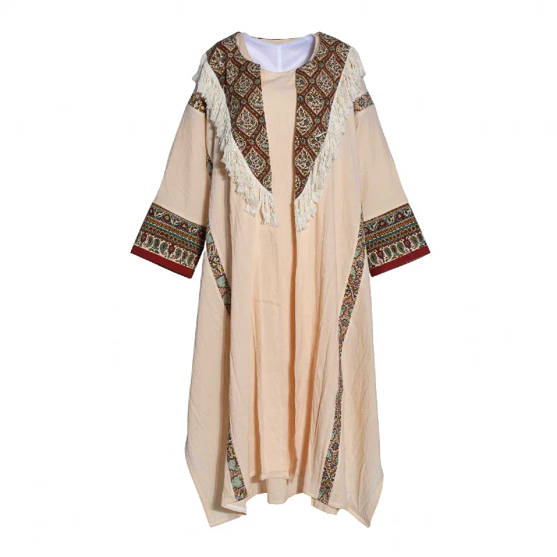 Fahm Dress & Abaya Cream and Printed Set, Free Size