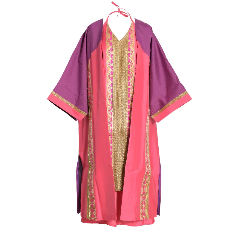 Fahm Pink Dress & Abaya Set, Free Size