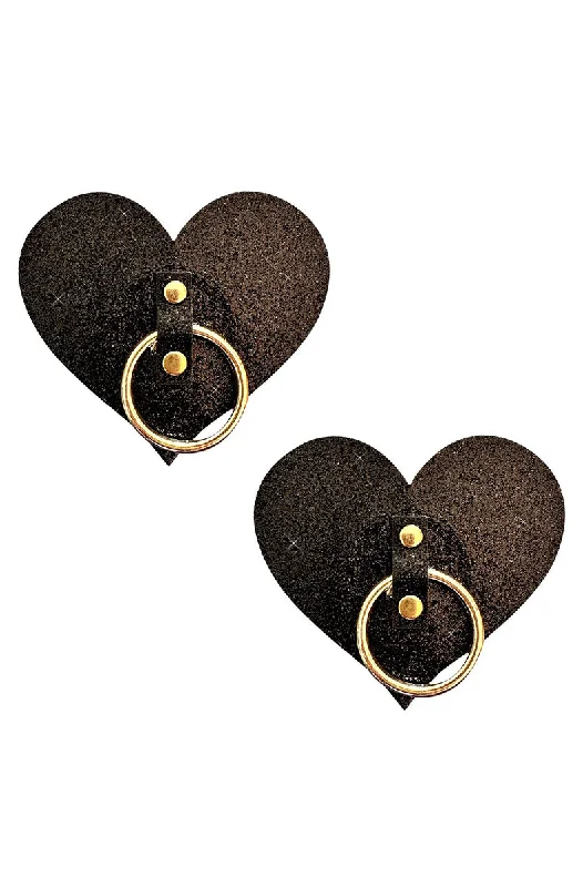 After Midnight Black Glitter Gold Hoop Pasties