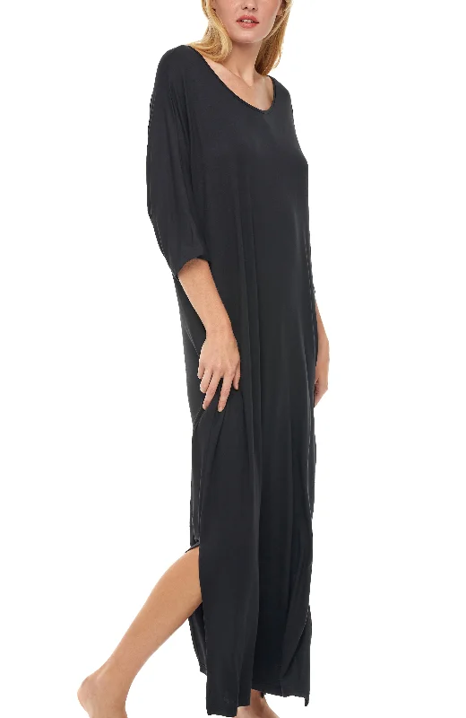 Women's Long Caftan Nightgown, Loungewear Oversized Pajamas Loose Sleep Dress with Pockets