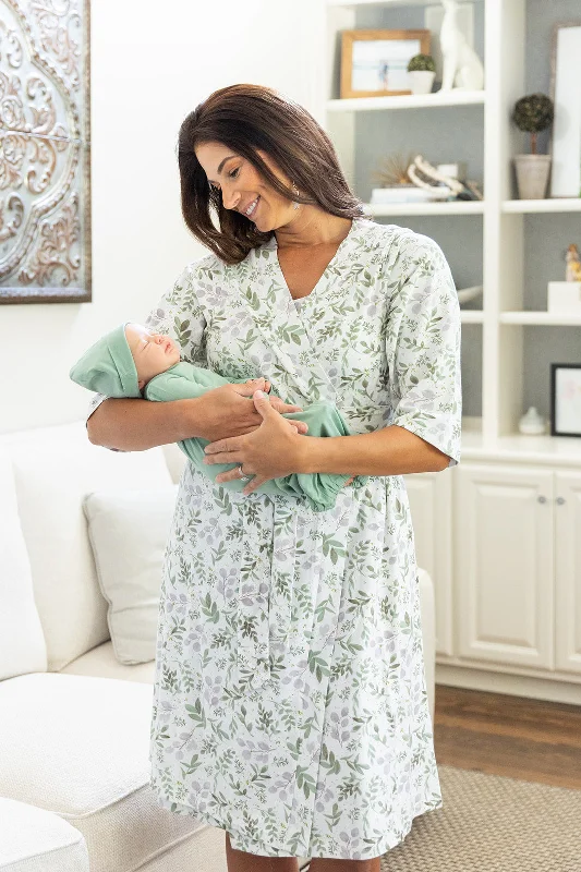 Morgan Robe & Sage Baby Gown & Hat Set